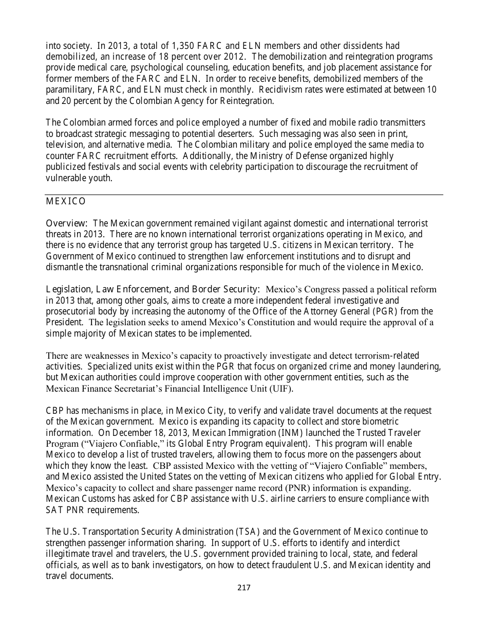Country Reports on Terrorism, Page 217