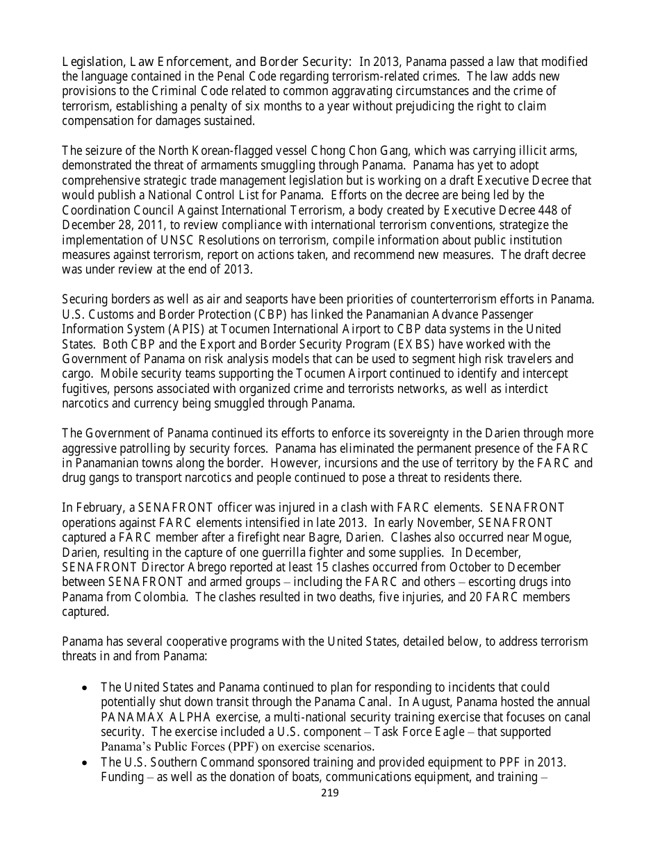 Country Reports on Terrorism, Page 219