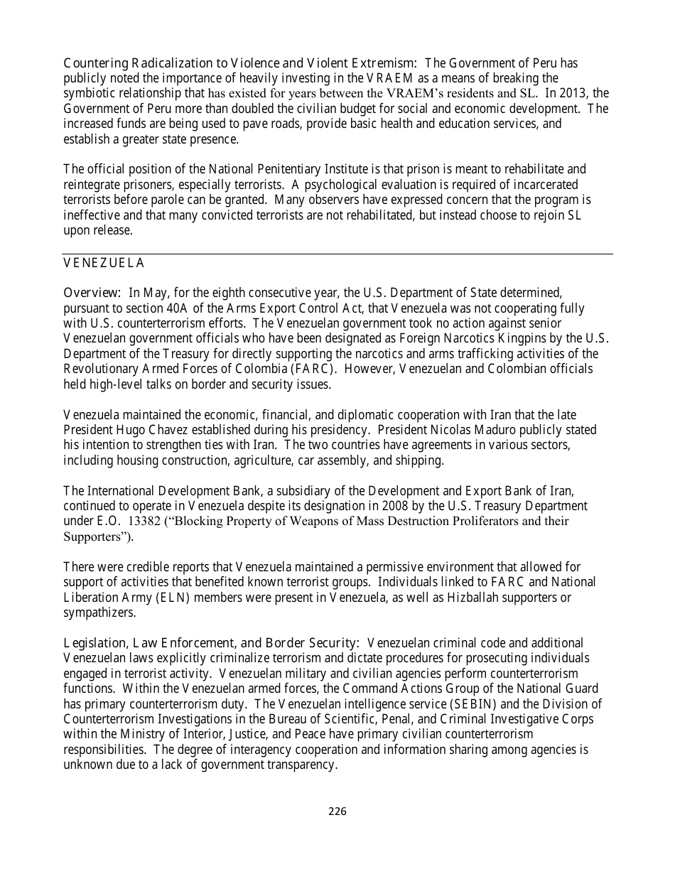 Country Reports on Terrorism, Page 226