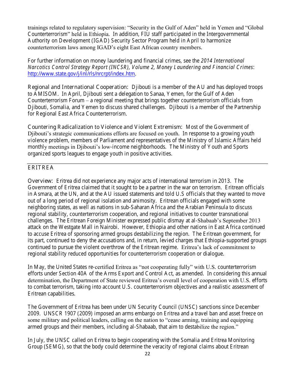 Country Reports on Terrorism, Page 22