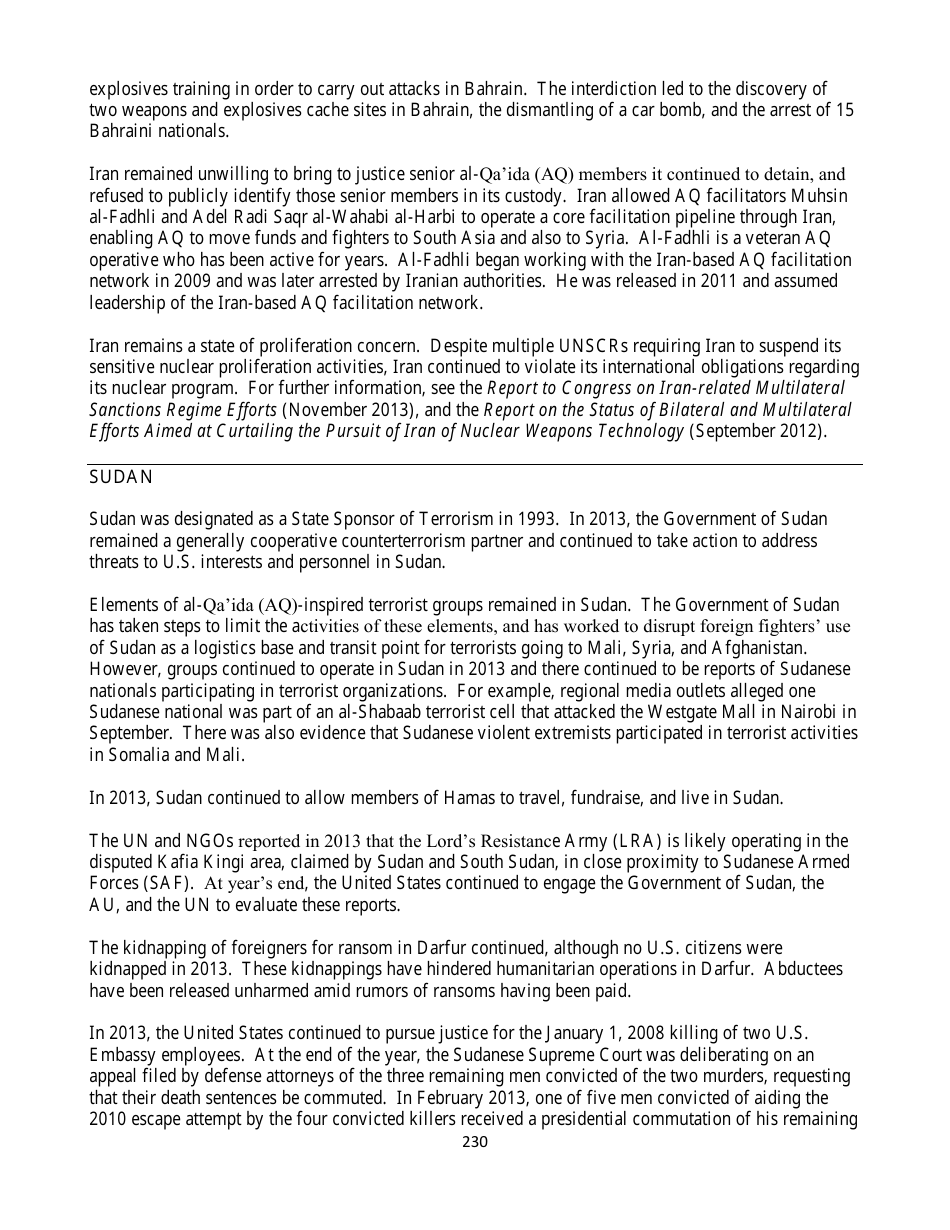 Country Reports on Terrorism, Page 230