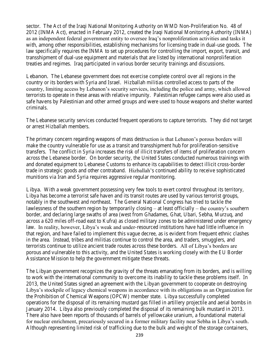 Country Reports on Terrorism, Page 239