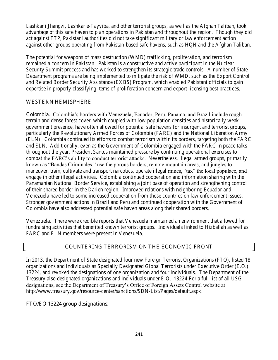 Country Reports on Terrorism, Page 241