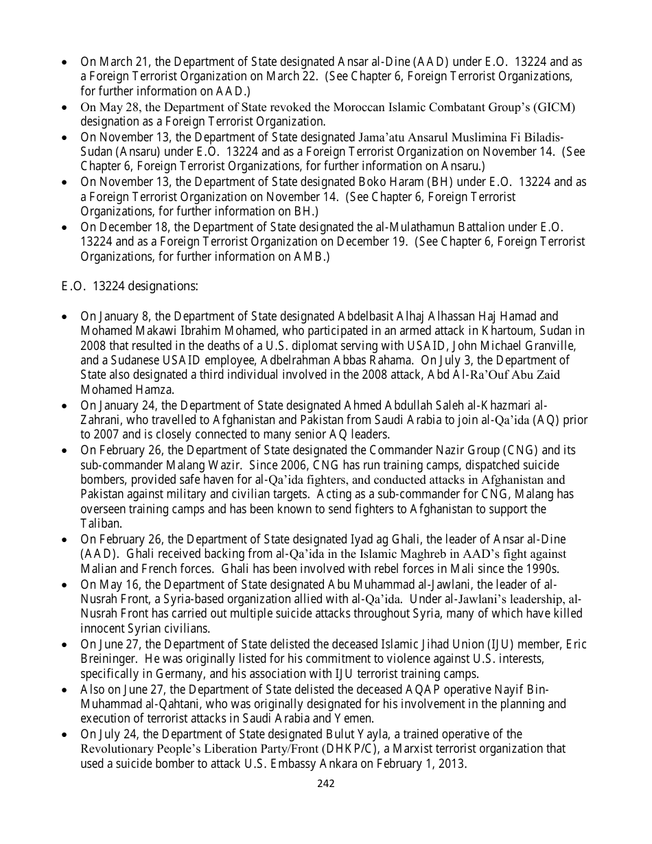 Country Reports on Terrorism, Page 242