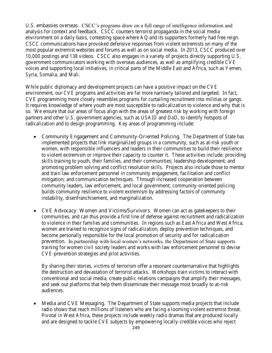 Country Reports on Terrorism, Page 249
