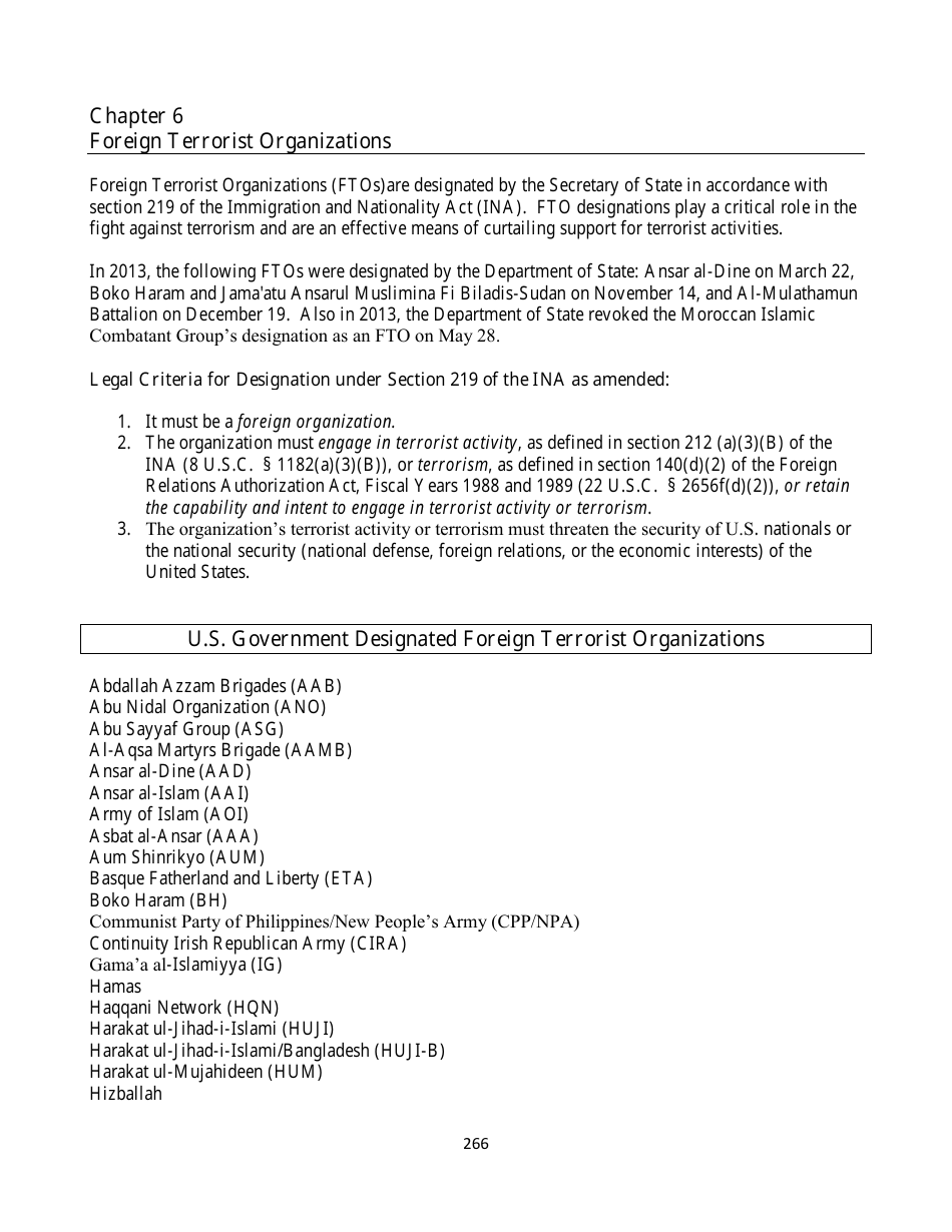 Country Reports on Terrorism, Page 266