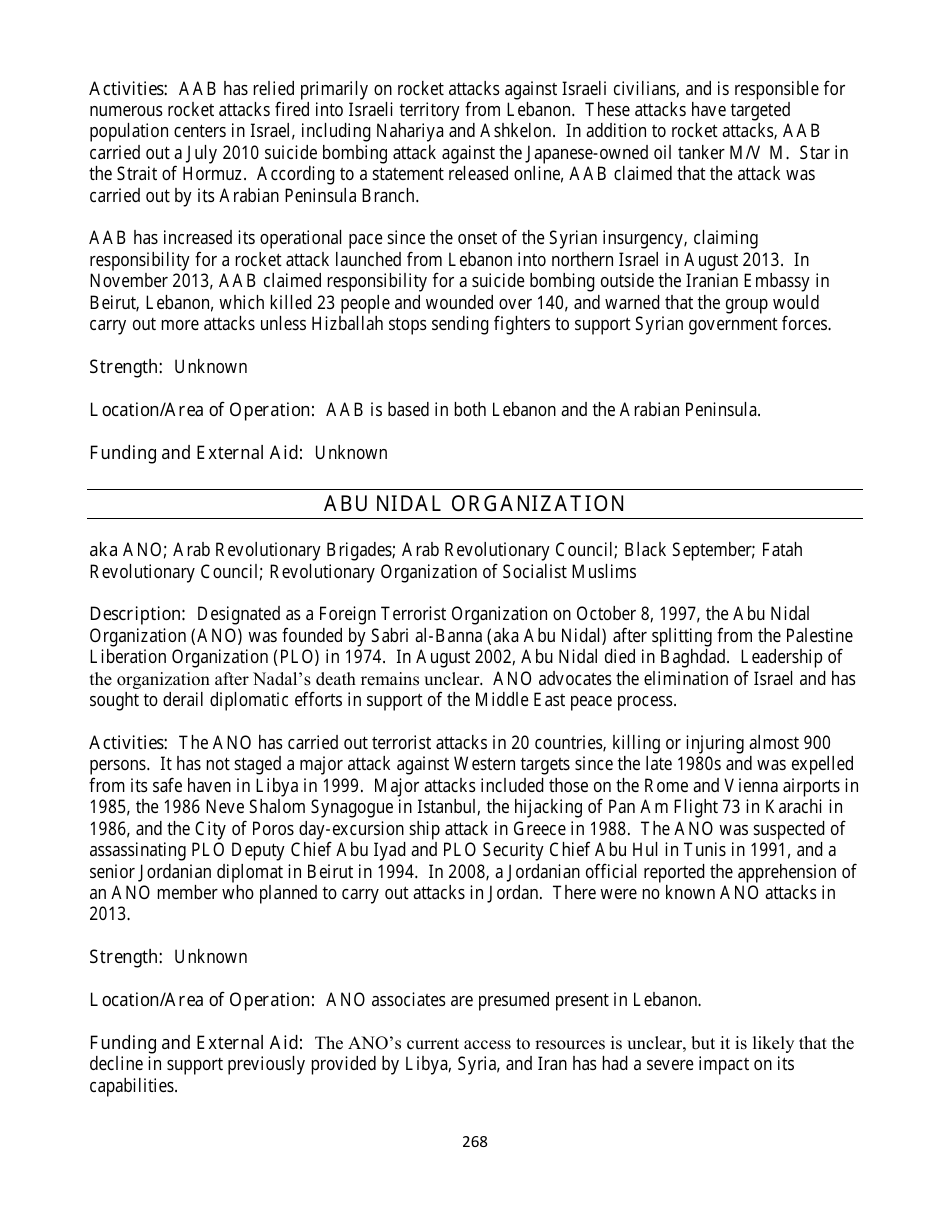 Country Reports on Terrorism, Page 268