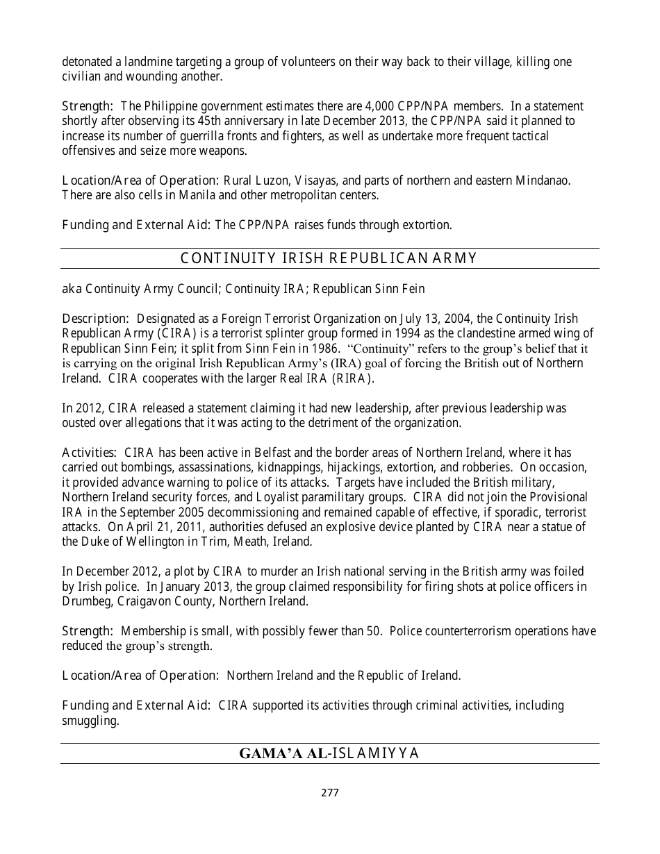 Country Reports on Terrorism, Page 277