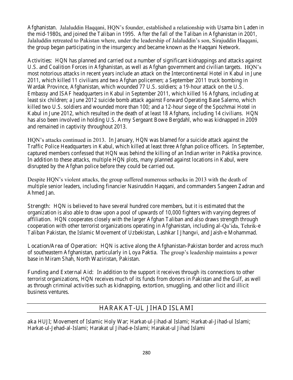 Country Reports on Terrorism, Page 280