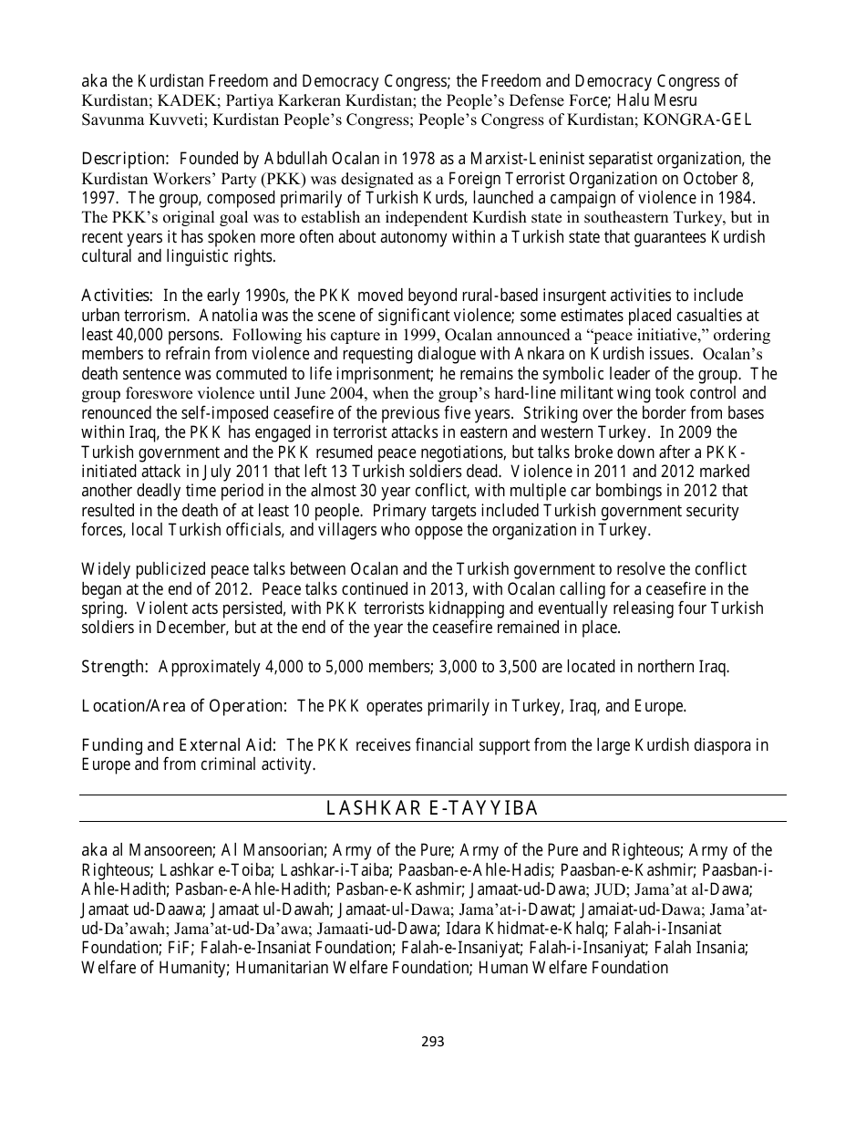 Country Reports on Terrorism, Page 293