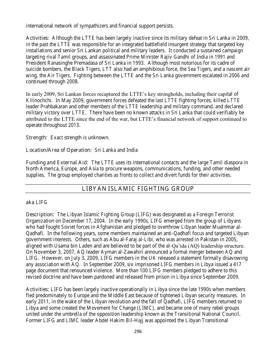 Country Reports on Terrorism, Page 296