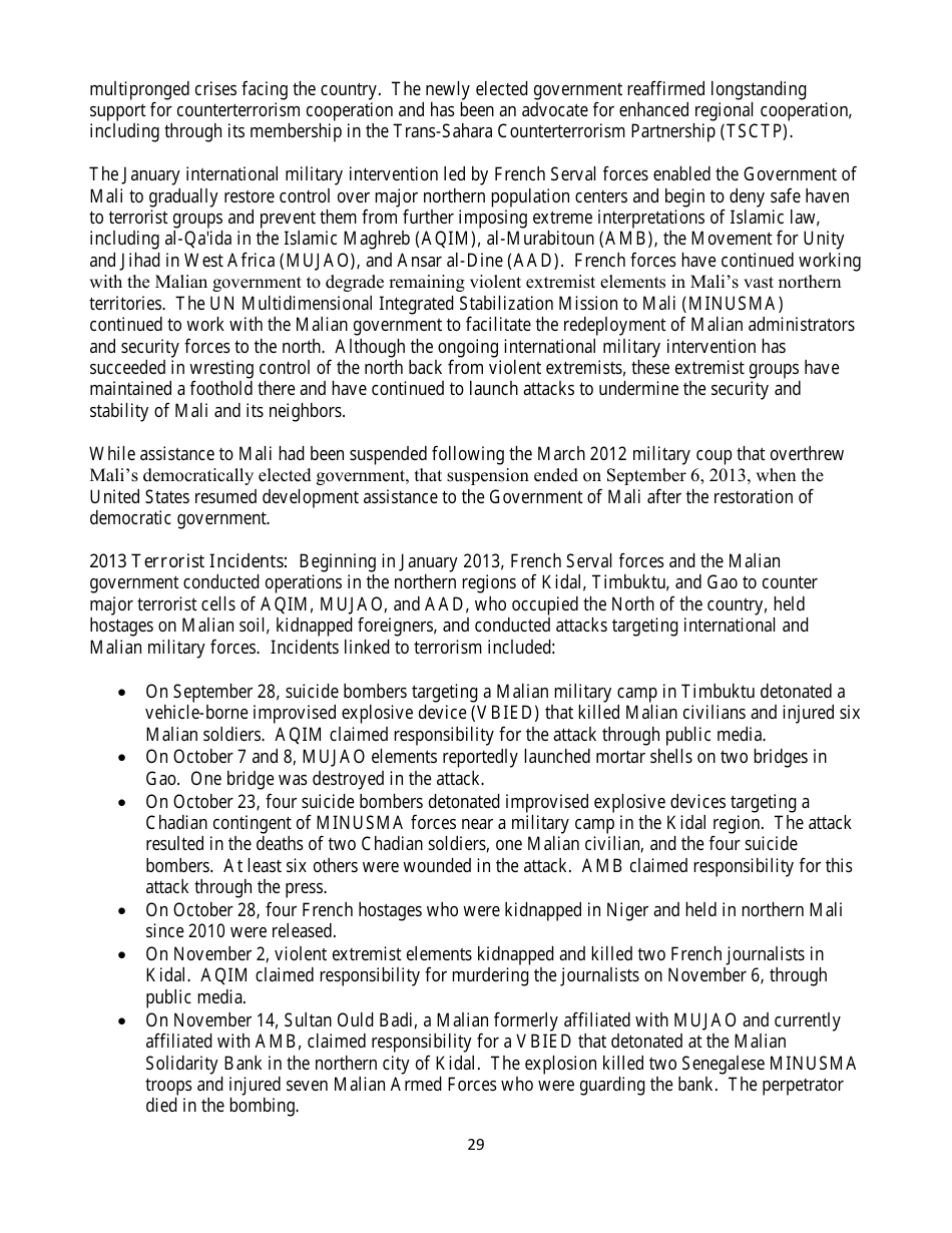 Country Reports on Terrorism, Page 29