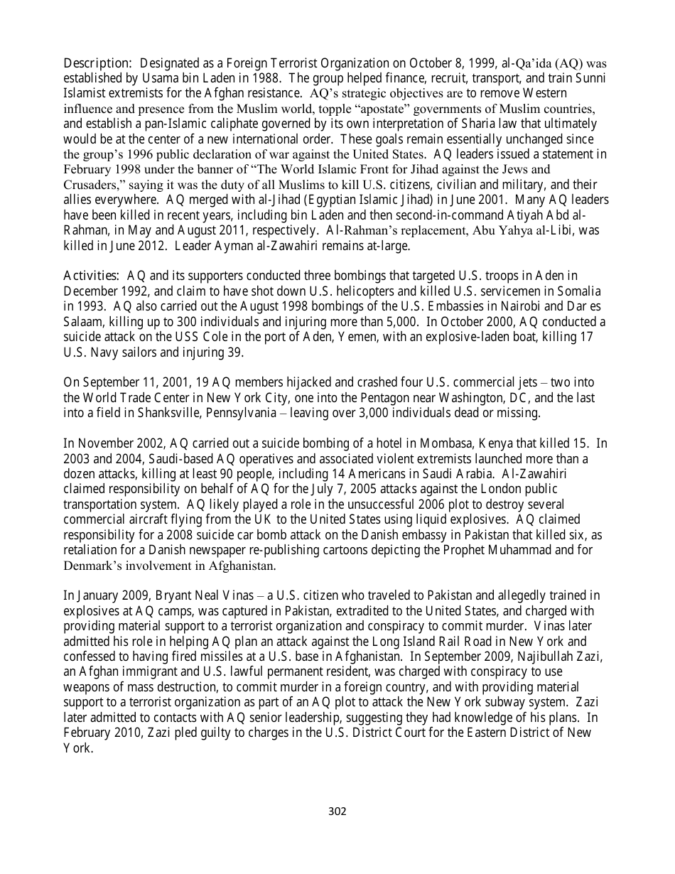 Country Reports on Terrorism, Page 302