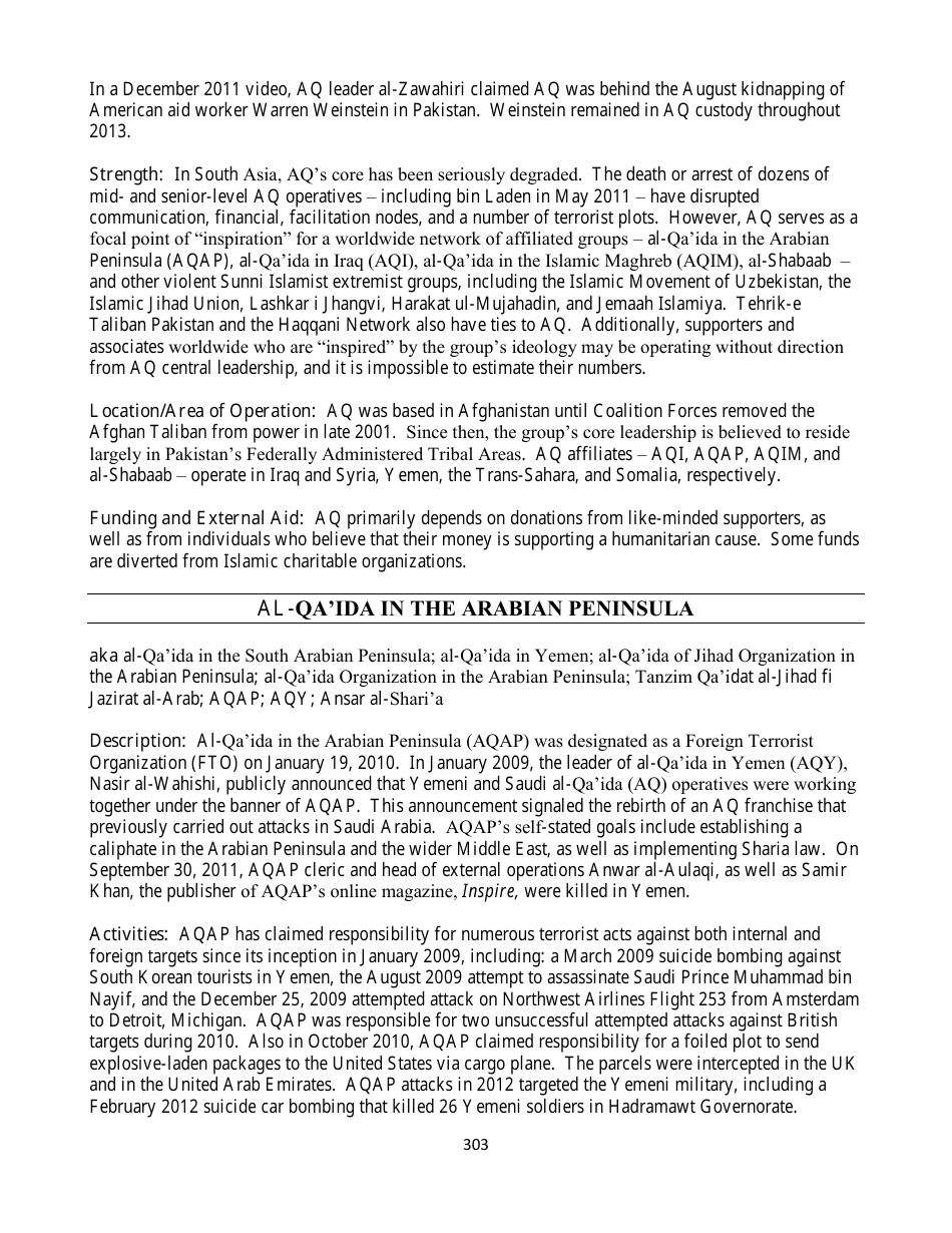Country Reports on Terrorism, Page 303