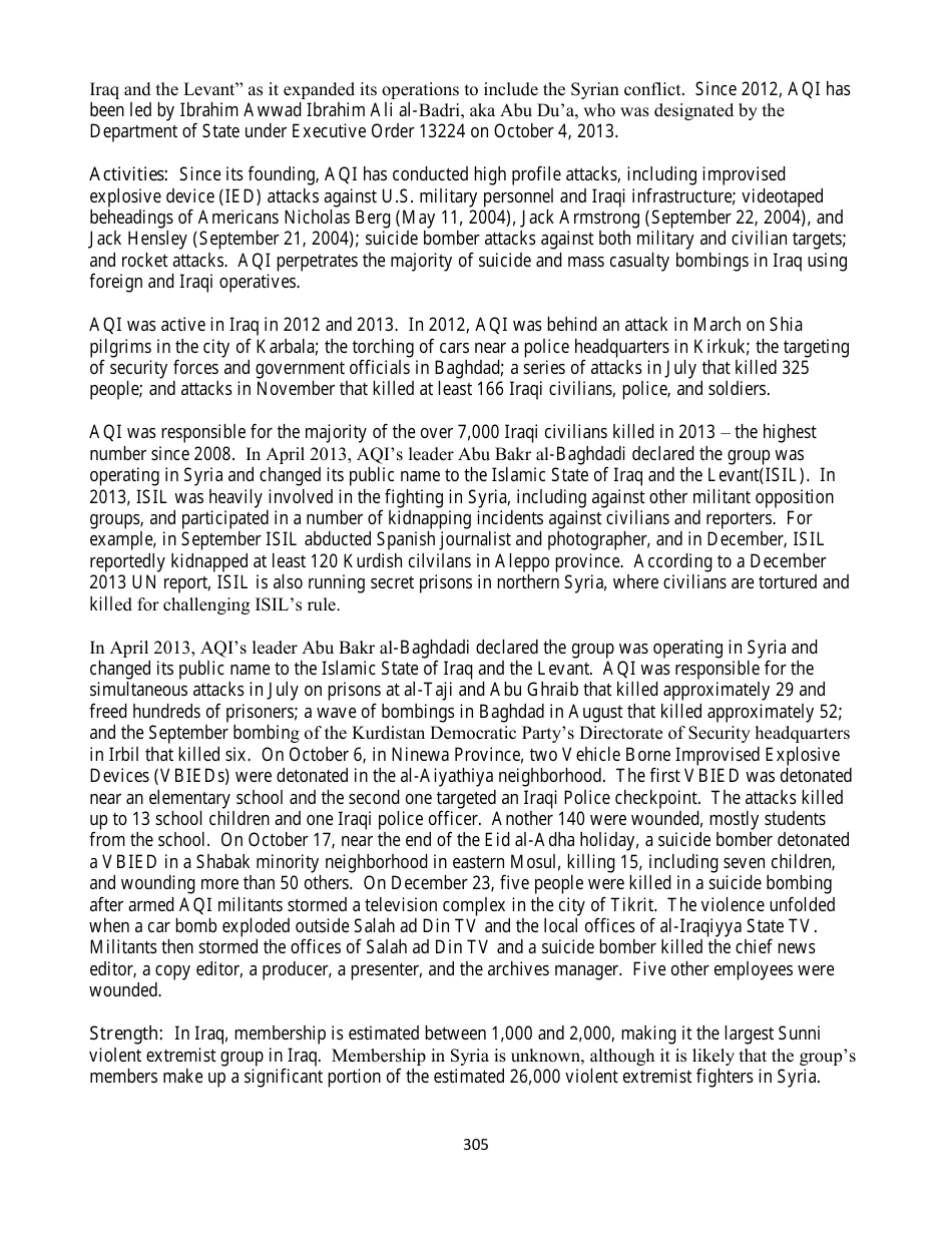 Country Reports on Terrorism, Page 305