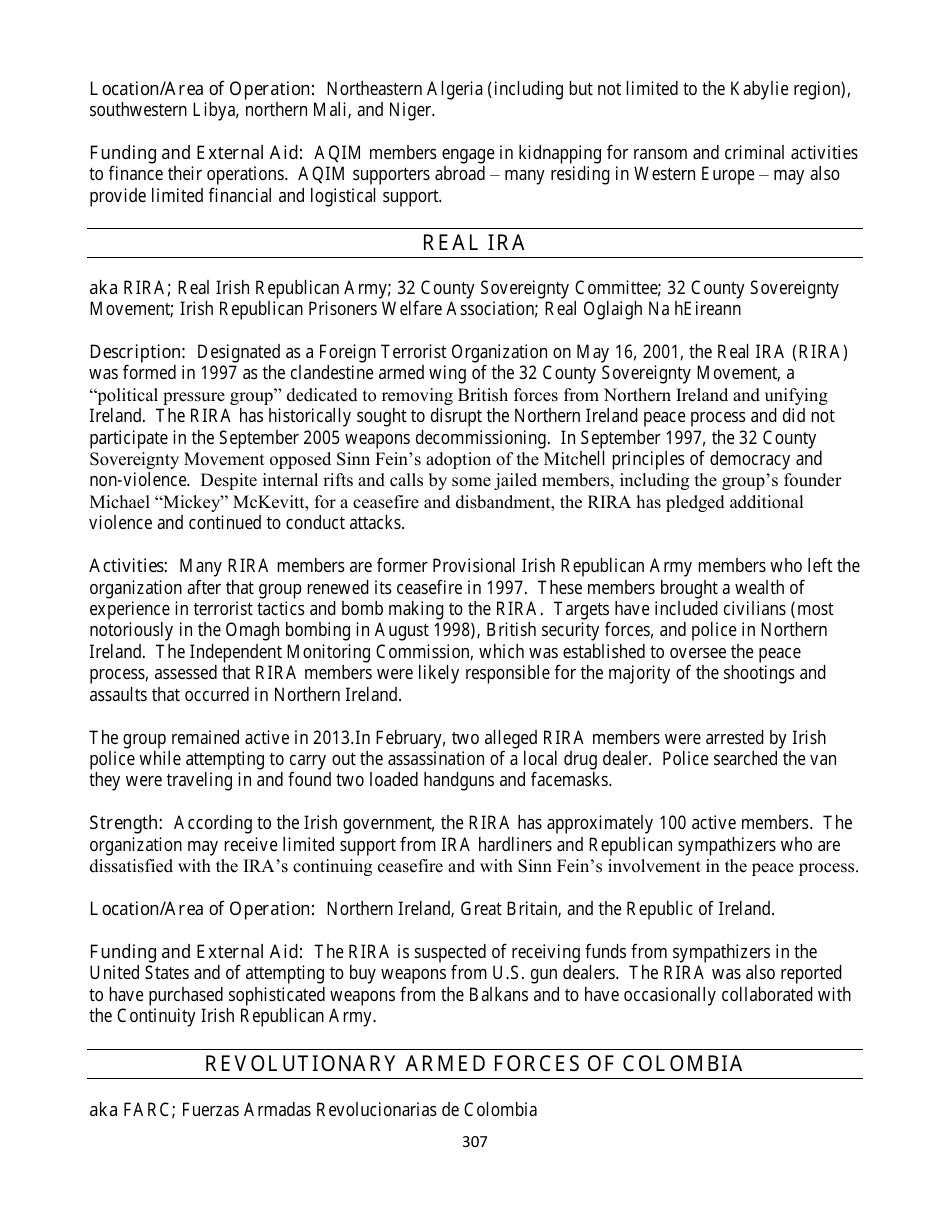 Country Reports on Terrorism, Page 307