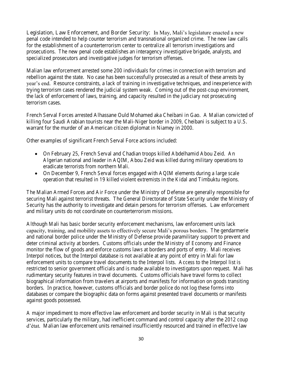 Country Reports on Terrorism, Page 30
