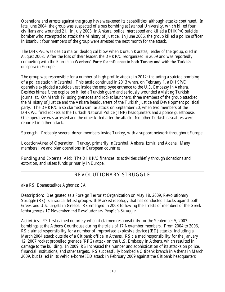 Country Reports on Terrorism, Page 310