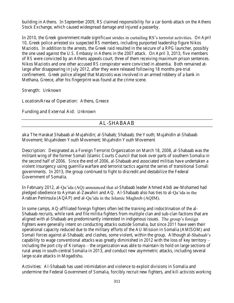 Country Reports on Terrorism, Page 311