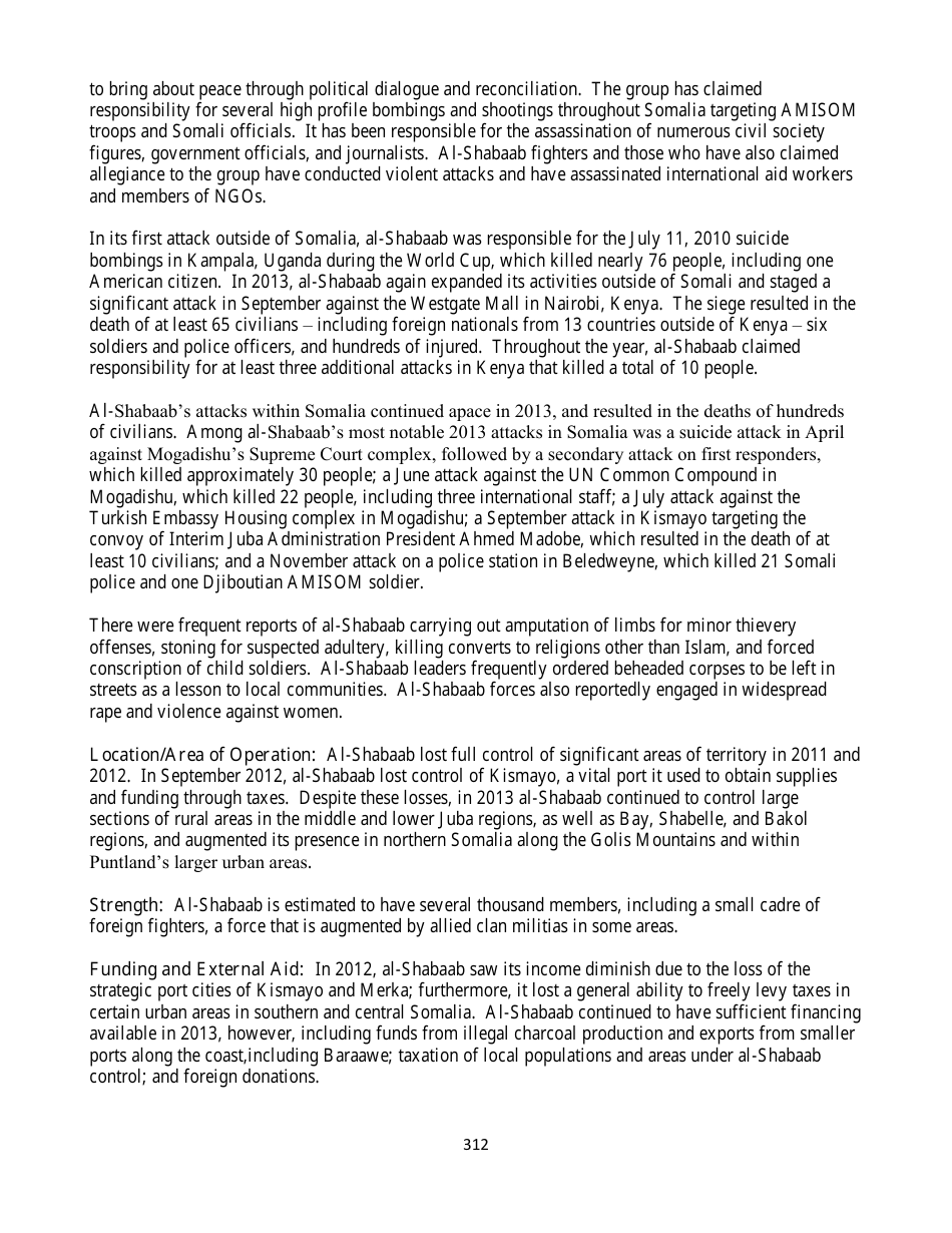 Country Reports on Terrorism, Page 312