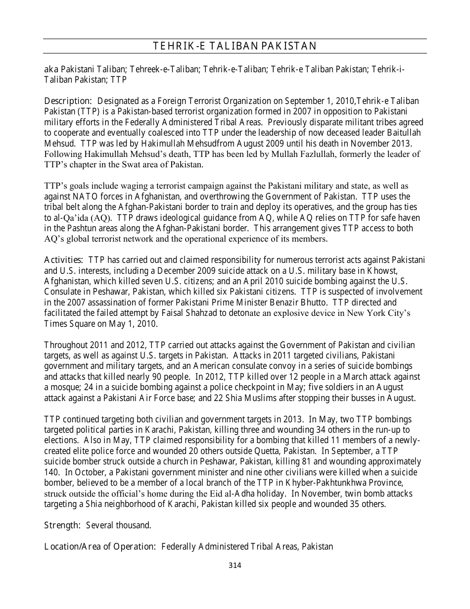 Country Reports on Terrorism, Page 314
