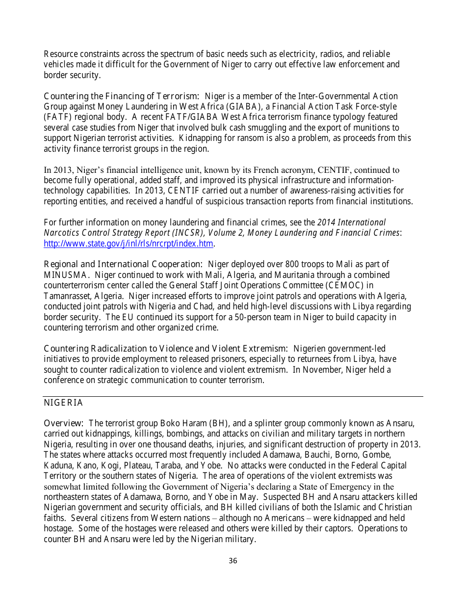 Country Reports on Terrorism, Page 36