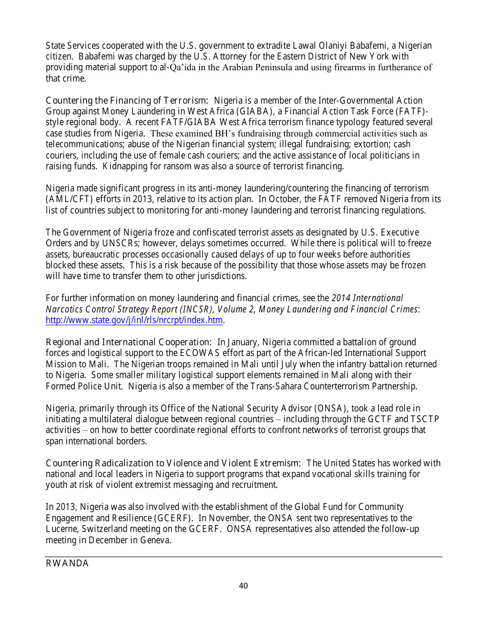 Country Reports on Terrorism, Page 40