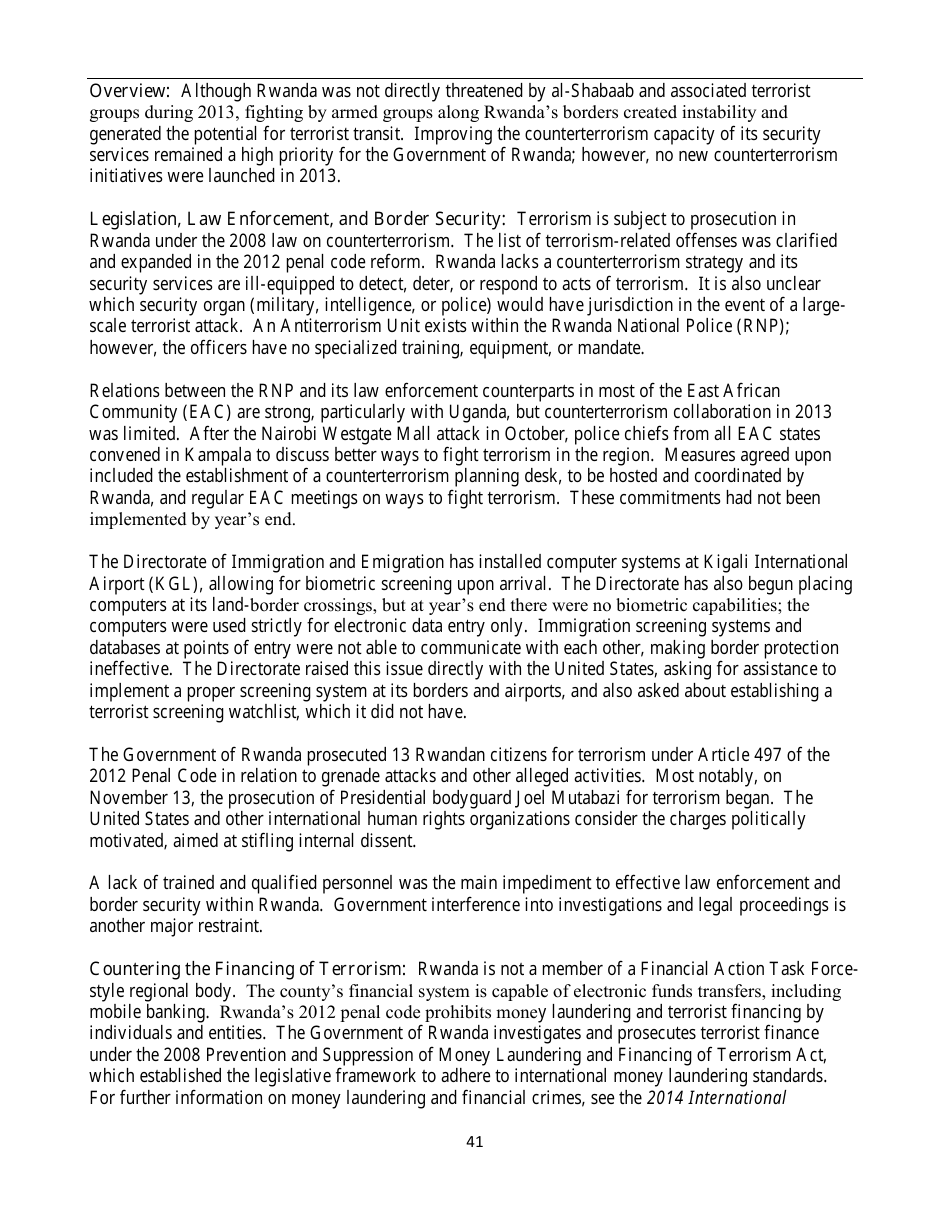 Country Reports on Terrorism, Page 41