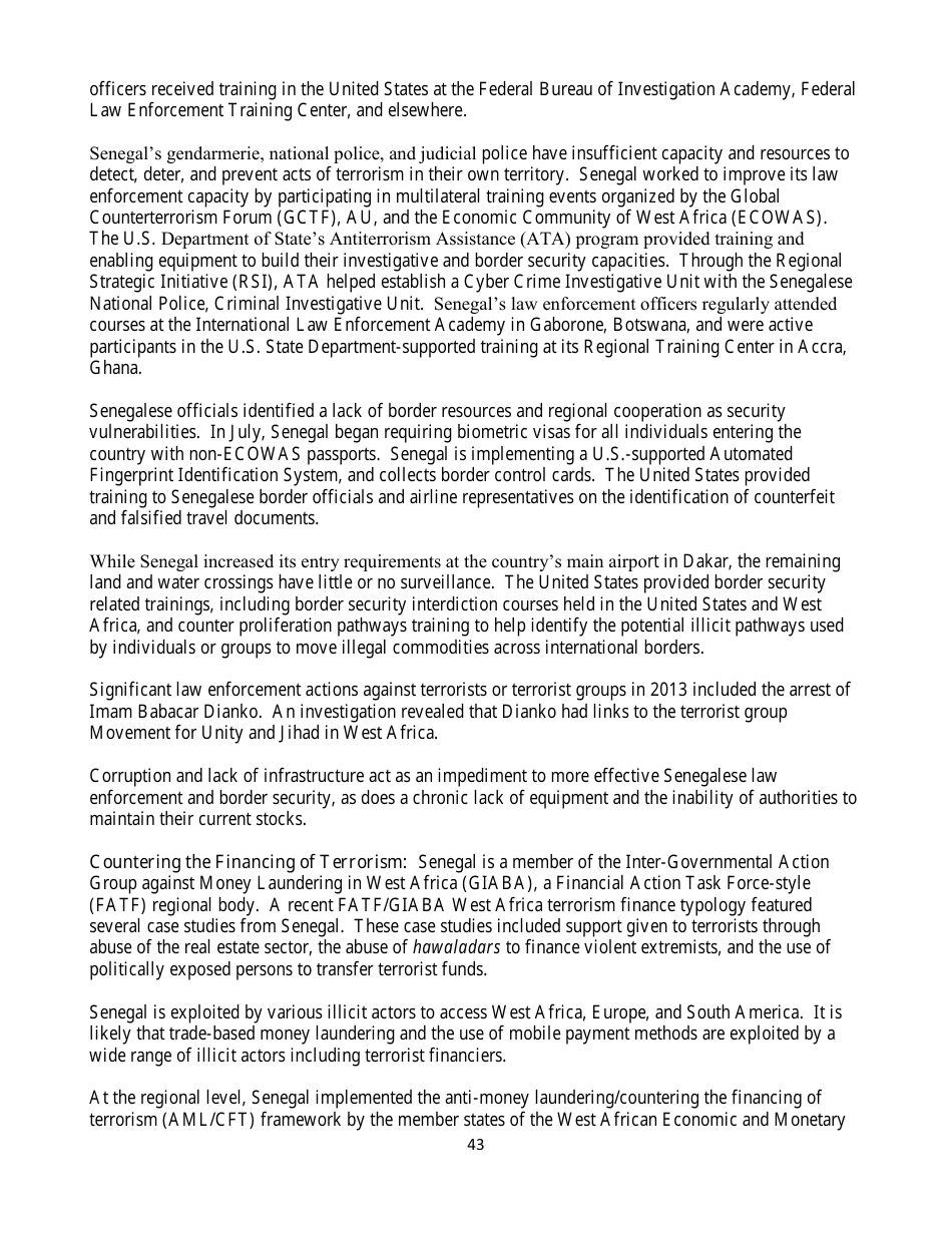 Country Reports on Terrorism, Page 43