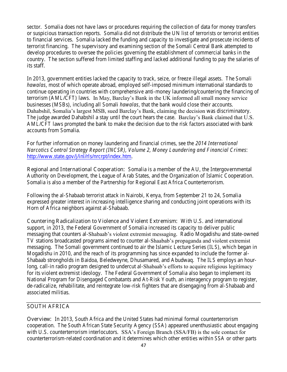 Country Reports on Terrorism, Page 47