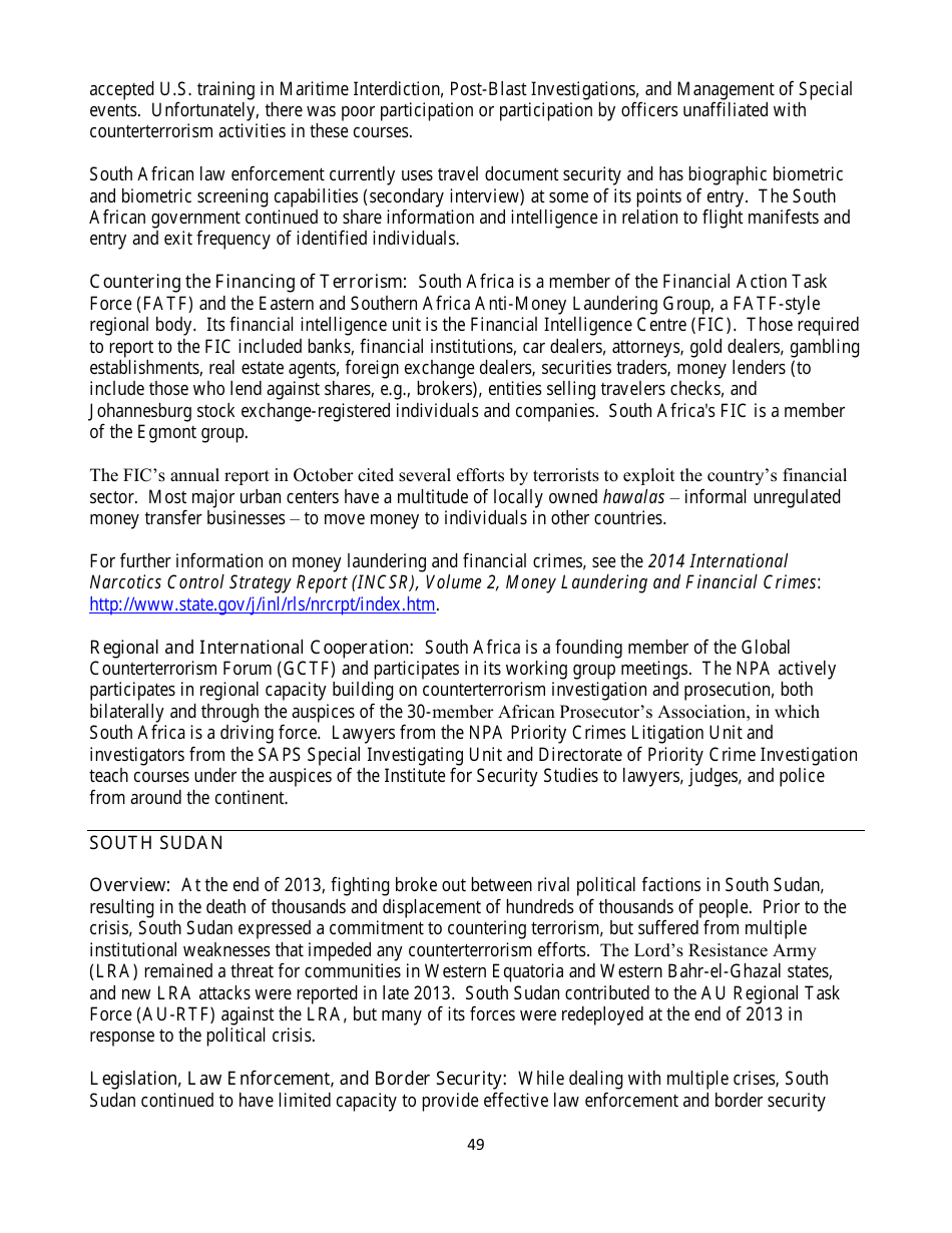 Country Reports on Terrorism, Page 49