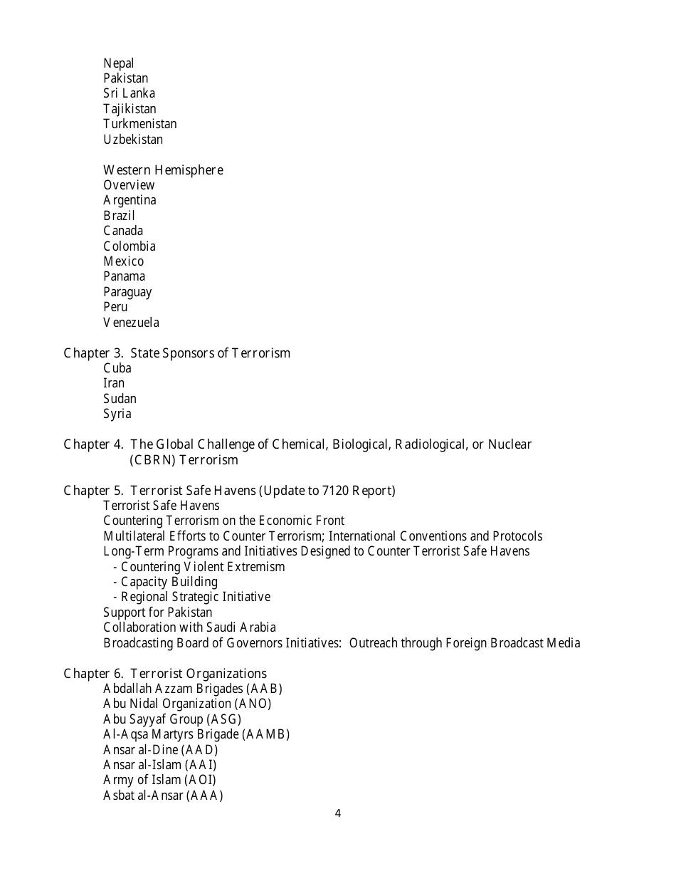 Country Reports on Terrorism, Page 4
