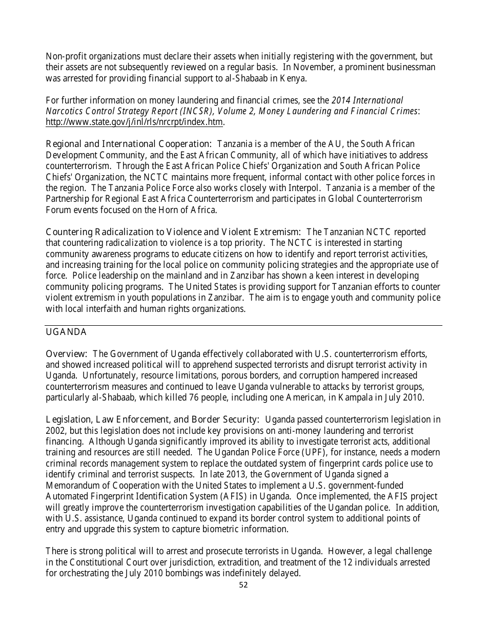 Country Reports on Terrorism, Page 52
