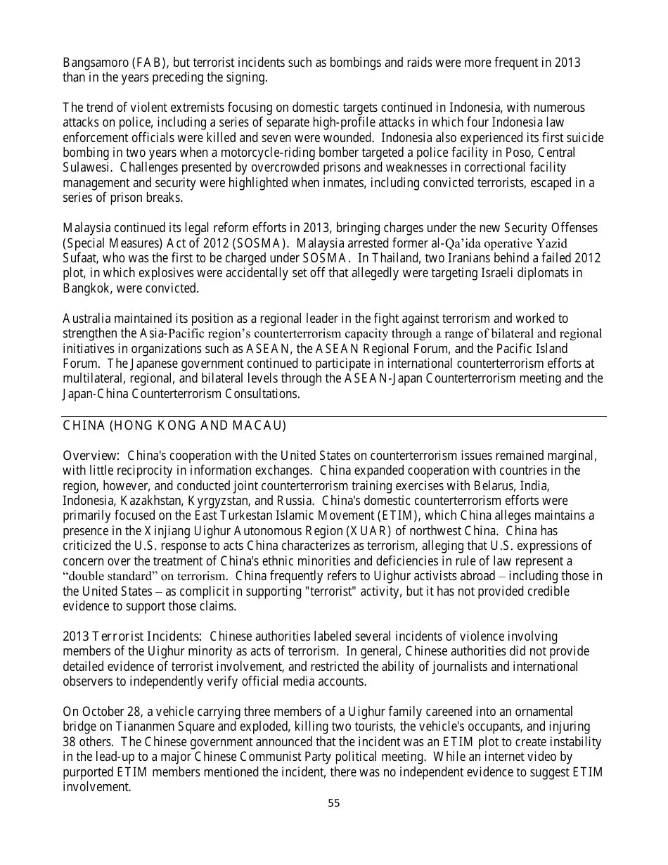 Country Reports on Terrorism, Page 55