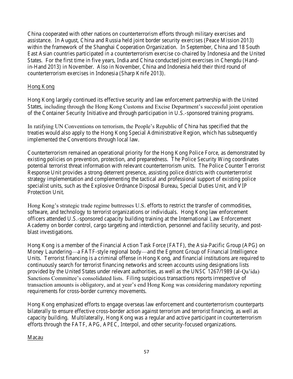 Country Reports on Terrorism, Page 57