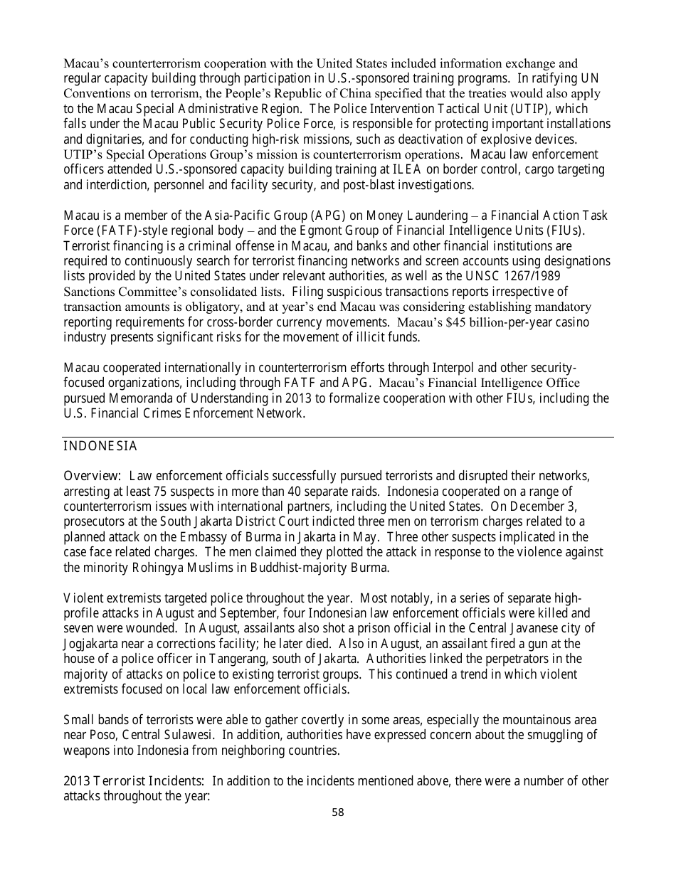 Country Reports on Terrorism, Page 58