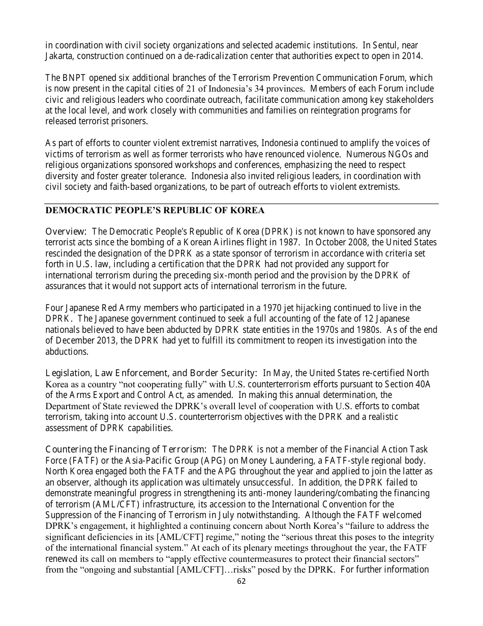 Country Reports on Terrorism, Page 62