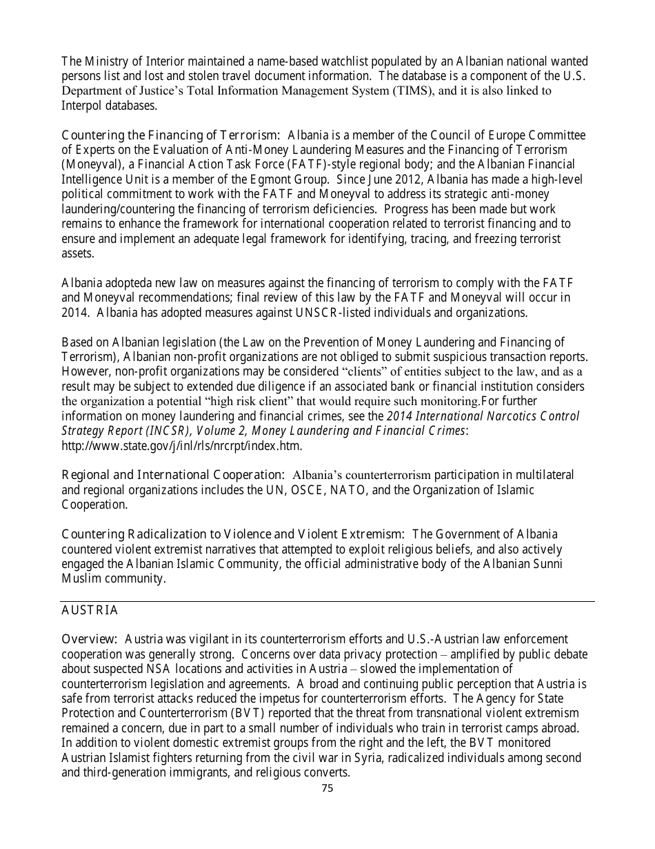 Country Reports on Terrorism, Page 75