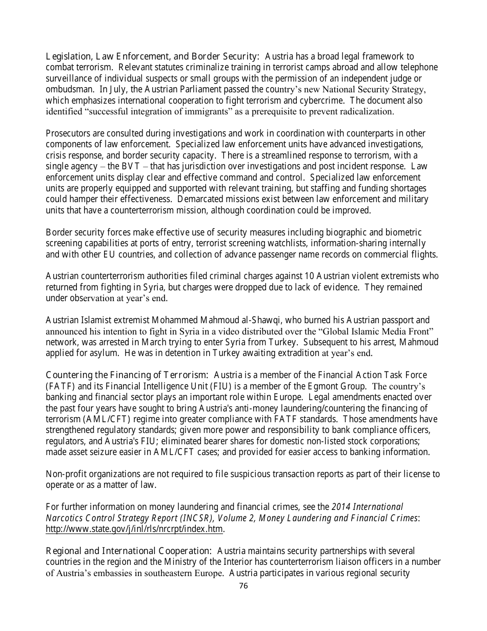 Country Reports on Terrorism, Page 76