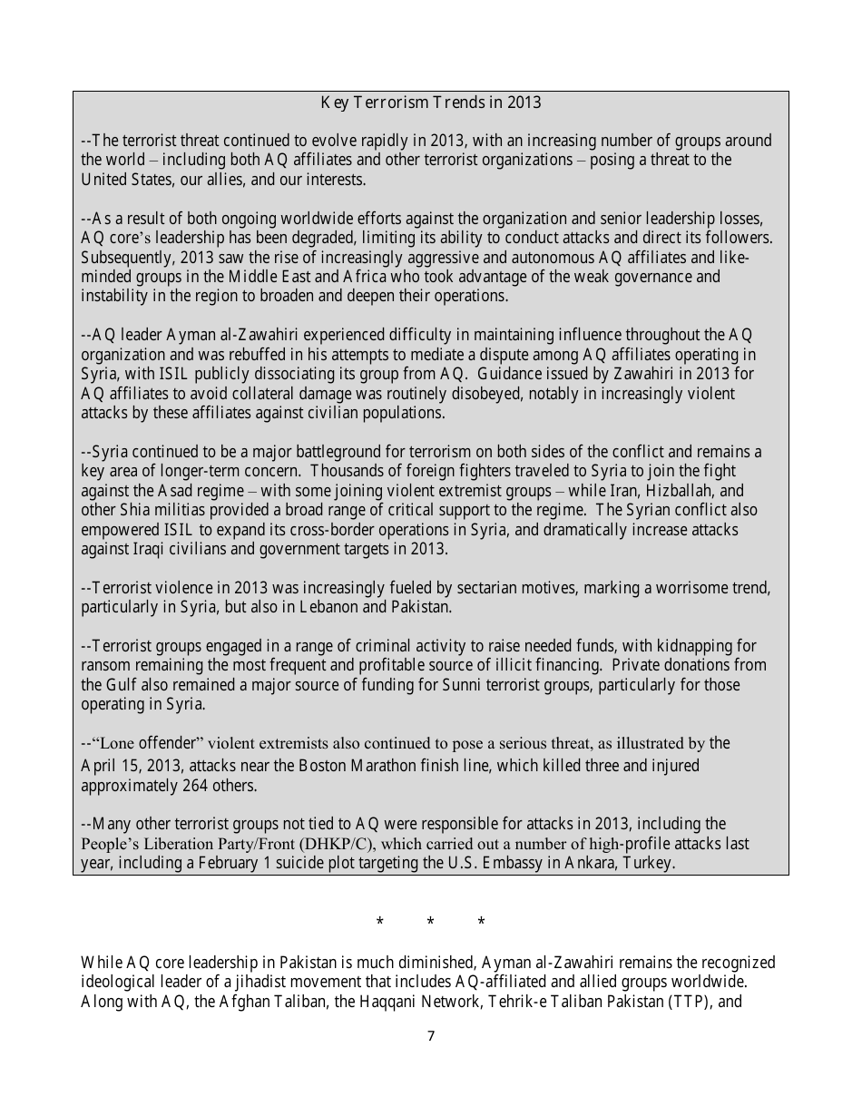Country Reports on Terrorism, Page 7