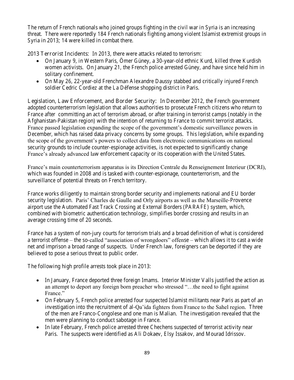 Country Reports on Terrorism, Page 89