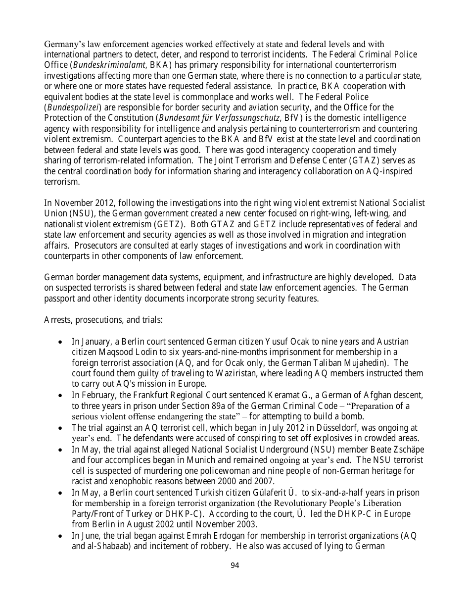 Country Reports on Terrorism, Page 94