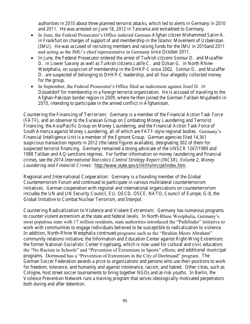 Country Reports on Terrorism, Page 95