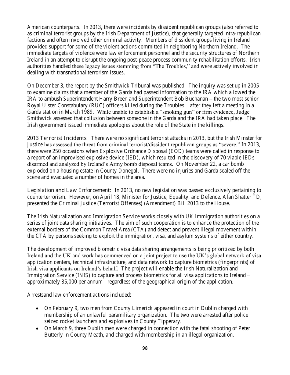 Country Reports on Terrorism, Page 98