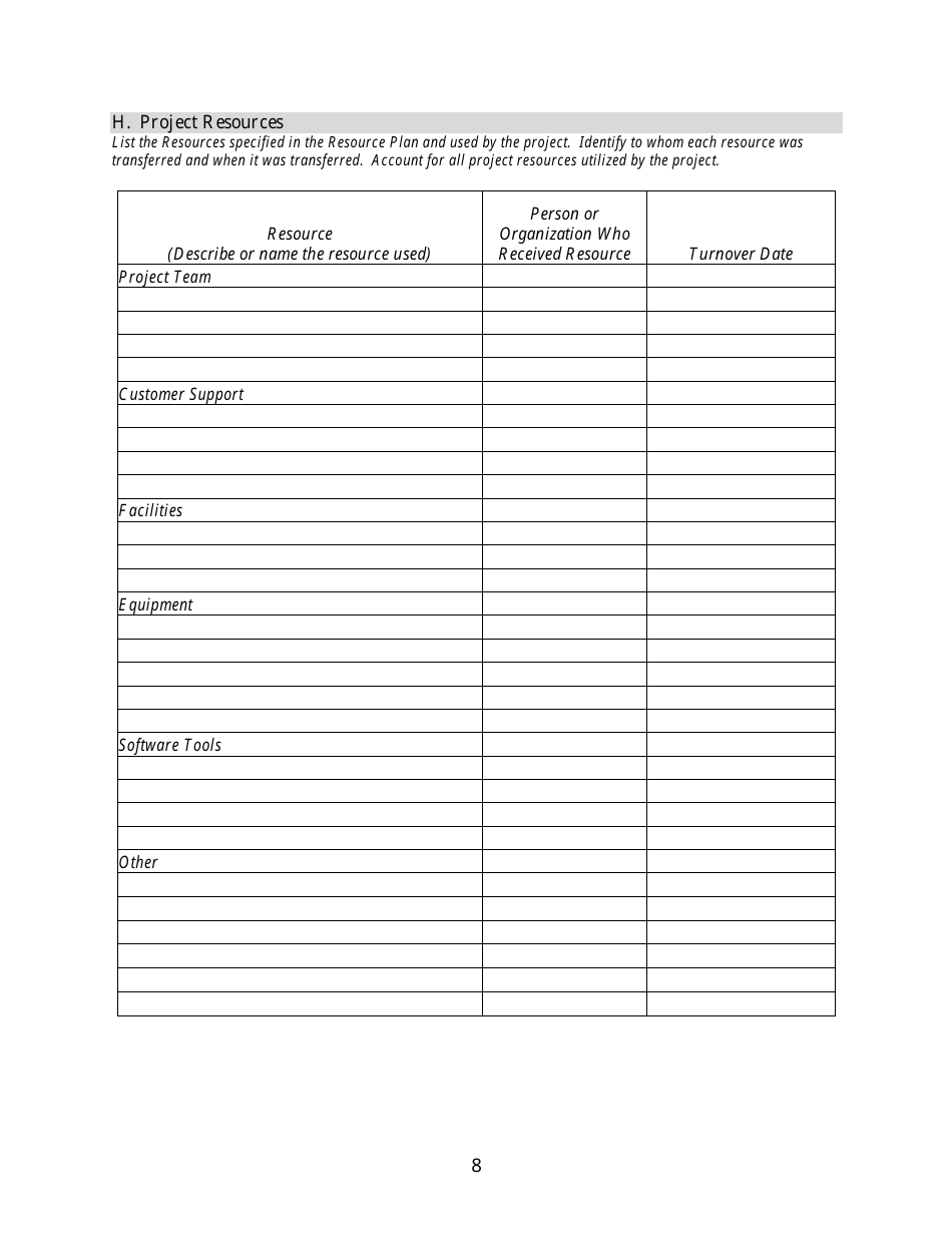 Project Closeout Report Template, Page 8