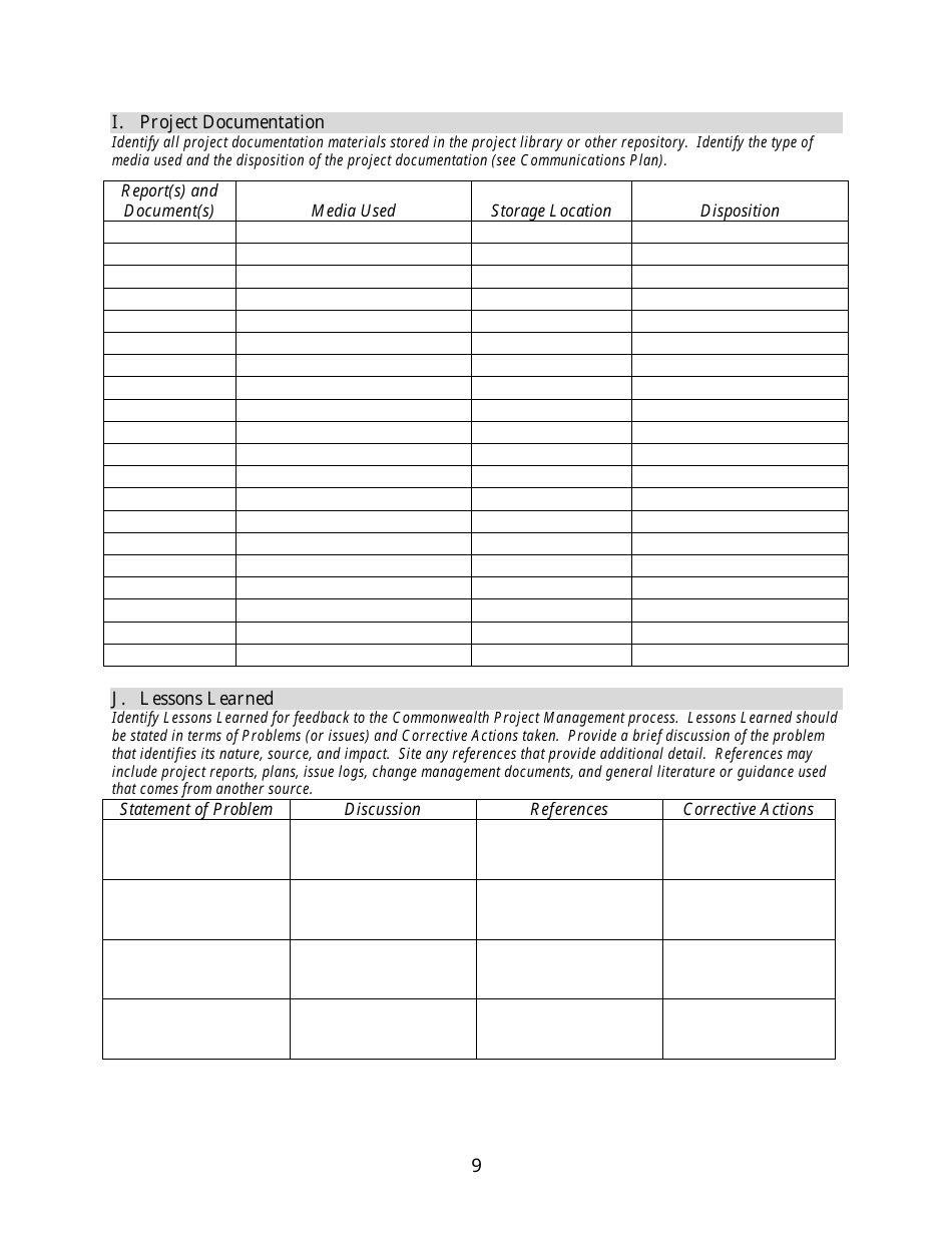 Project Closeout Report Template, Page 9