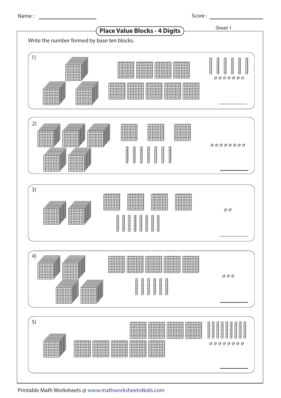 Printable Place Value Blocks