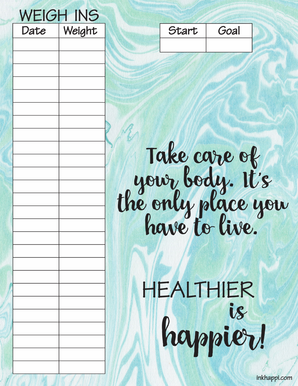 Blue Weight Tracking Chart Template, Page 1