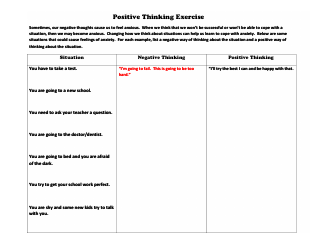 &quot;Positive Thinking Exercise Template&quot;