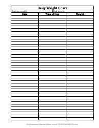 &quot;Daily Weight Spreadsheet Template&quot;